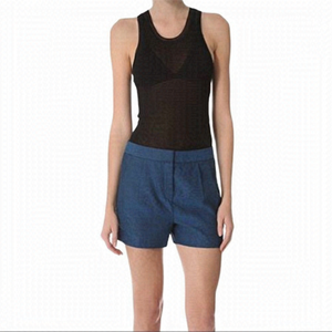 𝅺ALEXANDER Wang Cobalt Pleated Linen Blend Shorts S